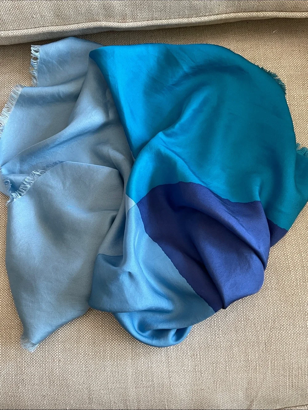 Silk Colorblock Blue Lightweight Scarf